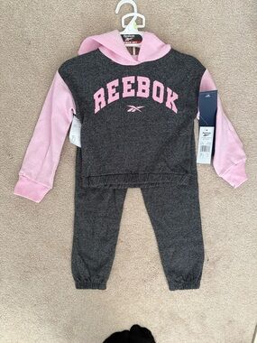 Reebok Pink and Charcoal Girls Hoodie & Joggers Set